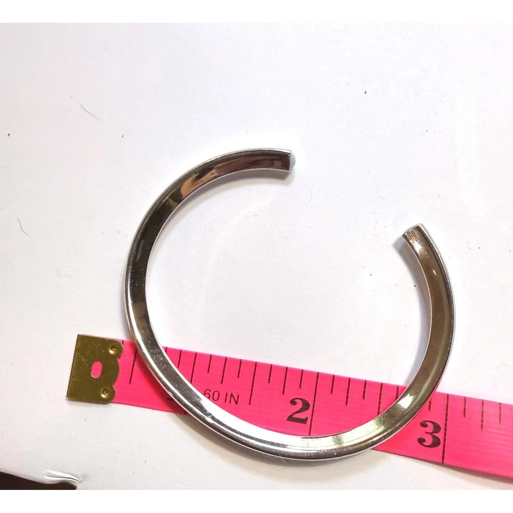 IDO Silver Tone Minimalist Polished Open Cuff Bracelet Hallmarked